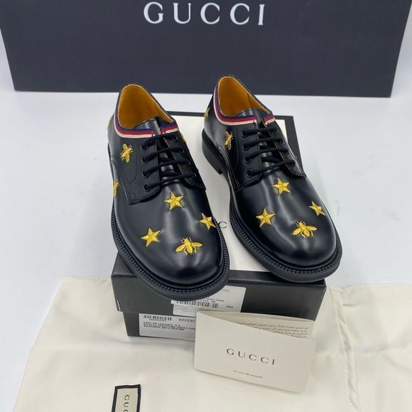 - Boys Gucci leather bee embroidered Lace up shoes size 31 made in Italy - Picture 2 of 10